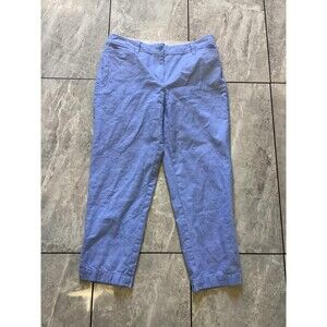 Talbots Perfect Crop Pants Womens 6 Blue 100% Cotton Lightweight Casual Summer